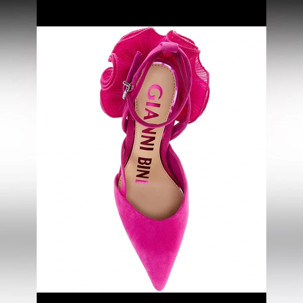 Gianni Bini Pink Heels with Ruffle Detail - Picture 4 of 15